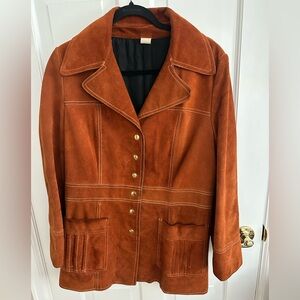 Leathercraft vintage 70’s genuine leather snap button coat